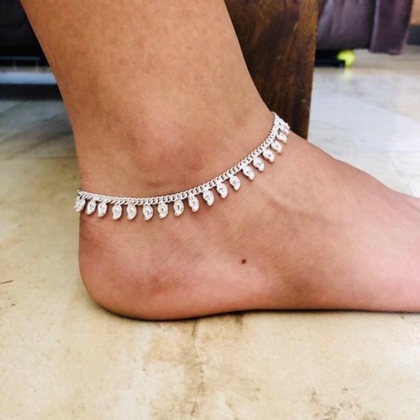 Stunning Anklet - Bollywood Indian wedding Payal - Foot ankle chain bracelet - Indian Bridal Payal with bell - Anklets pair