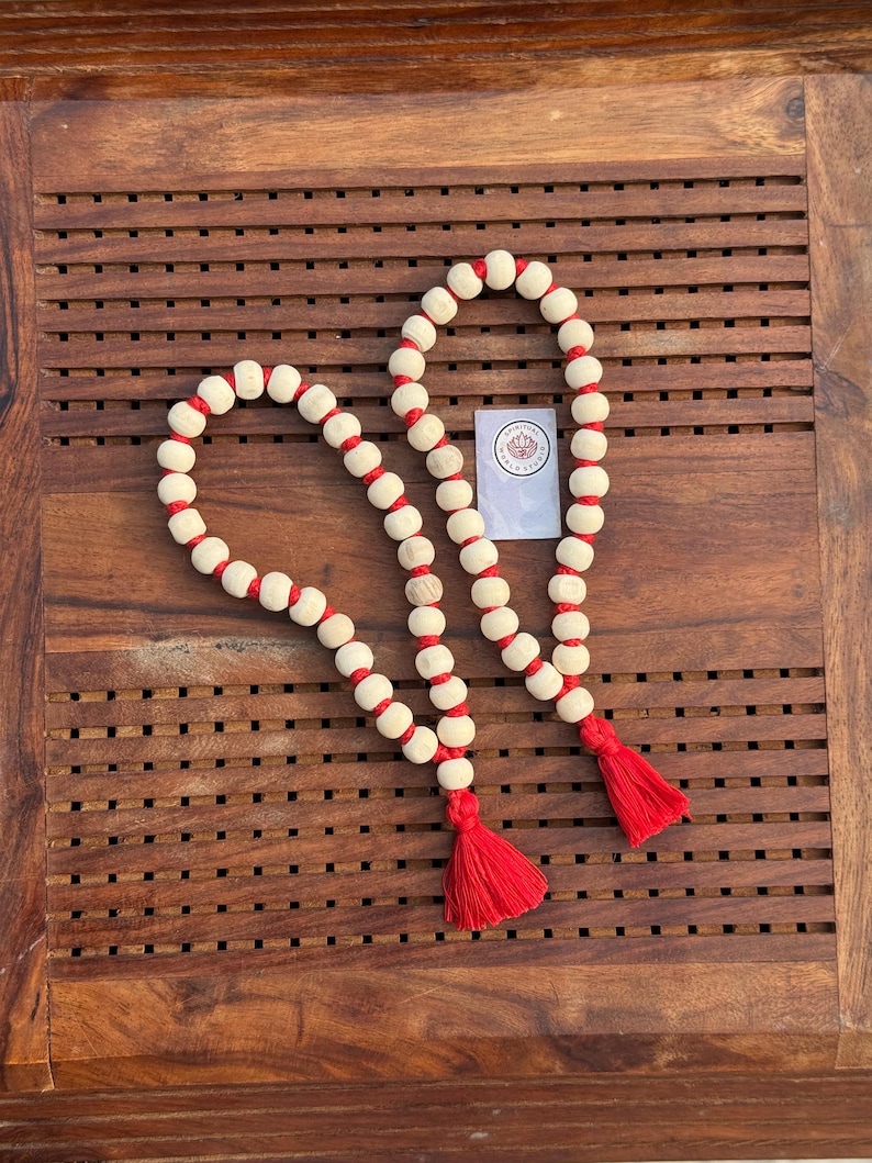 Tulasi Wrist Mala: Wood Meditation Bracelet, Hare Krishna Rosary (Pack of 2) image 1