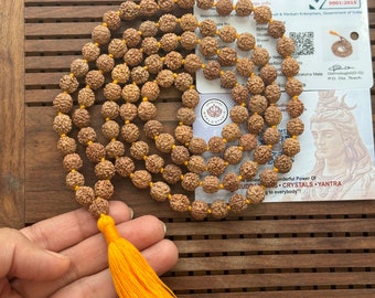 LAB certified 108+1 bead Rudraksha mala 5 mukhi face Lord Shivas Rosary Japa mala 8mm beads Chanting Meditation Healing