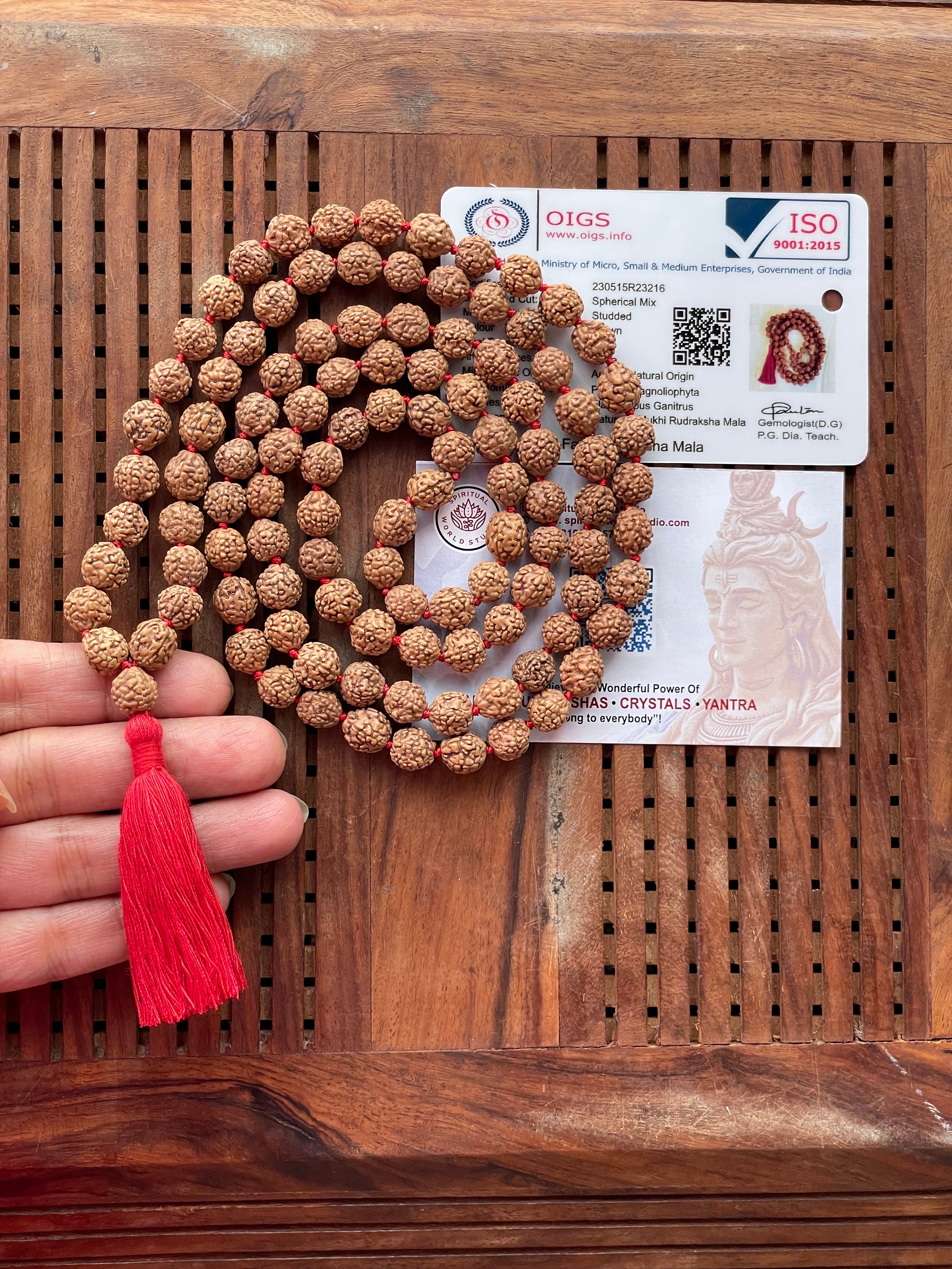 3 Mukhi Rudraksha Mala lab Certified, 108 Mala Beads, 3 Mukhi Rudraksha  Necklace, Prayer Mala, Meditation Mala, Gift for Yoga Lover 