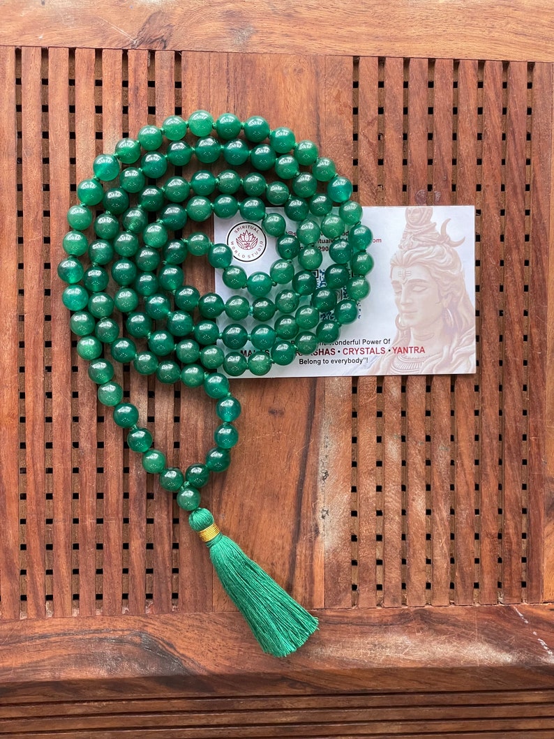 108 Green Jade 8mm Mala beads Necklace, Natural Green Jade Prayer beads Energised Yoga Karma Nirvana Meditation mala 8mm Prayer beads image 1