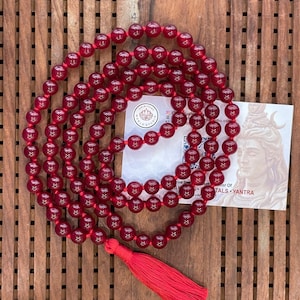 Red onyx stone mala beads - 8mm Prayer beads - Engergised Meditation mala - Root Chakra mala