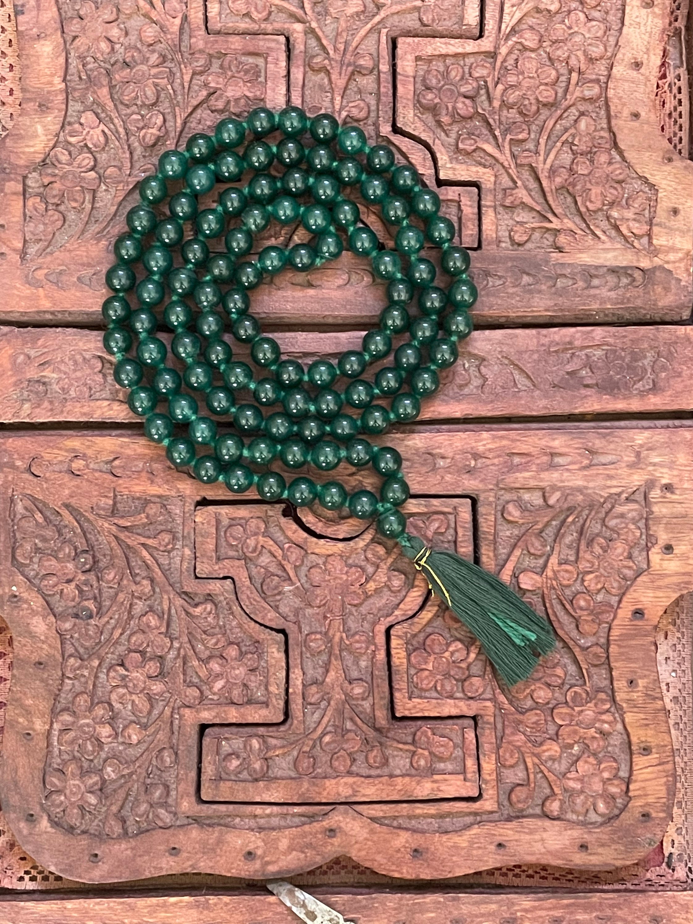 108 Green Jade 8mm Mala Beads Necklace Natural Green Jade Etsy