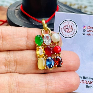 Planetary Nine stone pendant - Handmade Navratna jewellery
