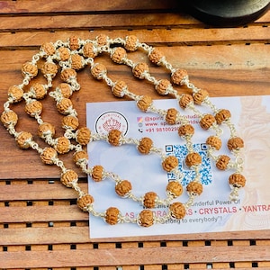 Puur zilveren rudraksha-mala: 5 mukhi-shiva-rozenkransen, japa-meditatie