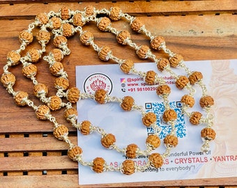 Pure Silver Rudraksha Mala: 5 Mukhi Shiva Rosenkrans, Japa Meditation
