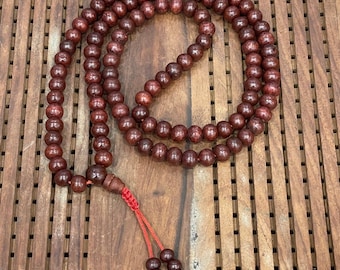 Natural Red sandalwood beads rosary necklace mala 8mm beads Chanting Meditation