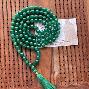 108 Green Jade 8mm Mala beads Necklace, Natural Green Jade Prayer beads Energised Yoga Karma Nirvana Meditation mala 8mm Prayer beads image 7