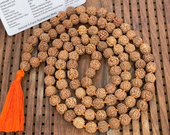 LAB Certified Rudraksha Mala: 108 Bead Rosary, 10mm