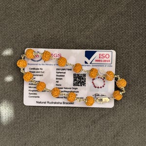 Lab certified Rudraksha silver cap  5face Mukhi Bracelet- Healing Bracelet- Shiva bracelet - Japa bracelet - Chanting - Meditation