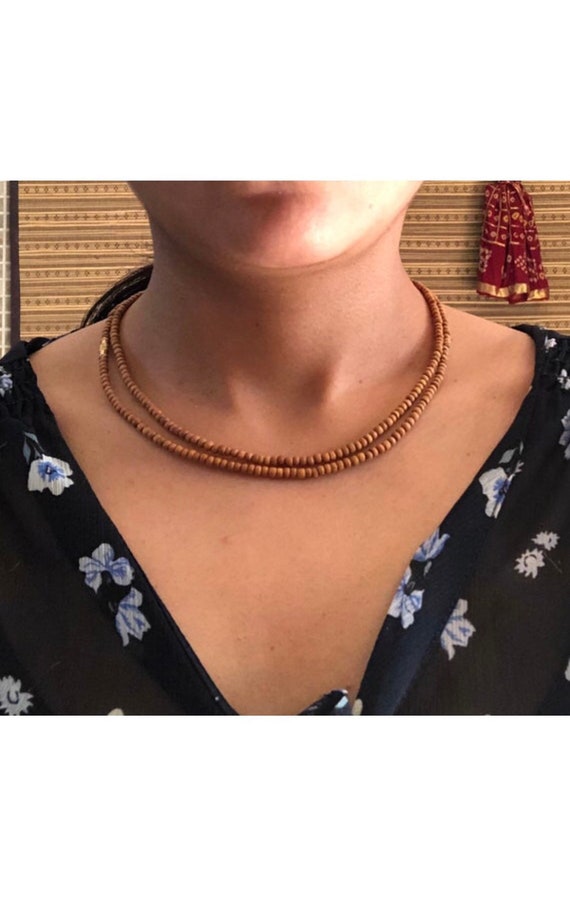 Natural Sandalwood Mala Necklace 
