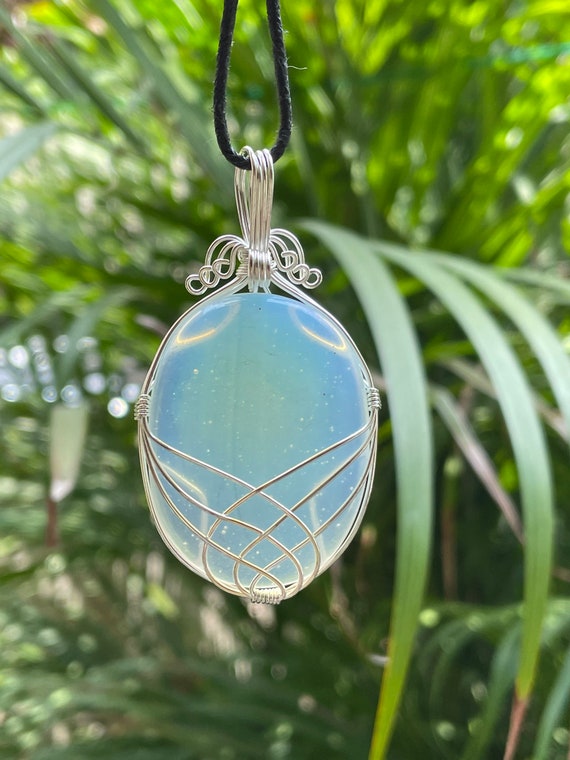 Opalite Pendant Opalite Crystal Anti Depression Silver Plated