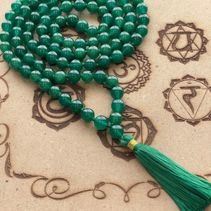108 Green Jade 8mm Mala beads Necklace, Natural Green Jade Prayer beads Energised Yoga Karma Nirvana Meditation mala 8mm Prayer beads image 5