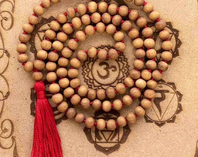 Natural Sandalwood Mala | 108 Prayer Beads | Japa Mala Necklace | Aromatic Wood Prayer beads | CORE Meditation | Yoga & Spiritual gift