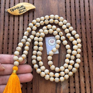 Natural Tulsi mala - Tulsi Japa mala knotted - 108 Prayer 7mm beads - Indian Prayer necklace - Hindu Krishna Mala