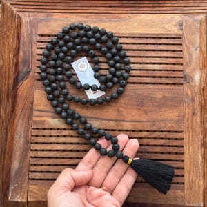 Genuine - Natural - lava stone beads 8mm - Meditation mala necklace Lava 8mm beads