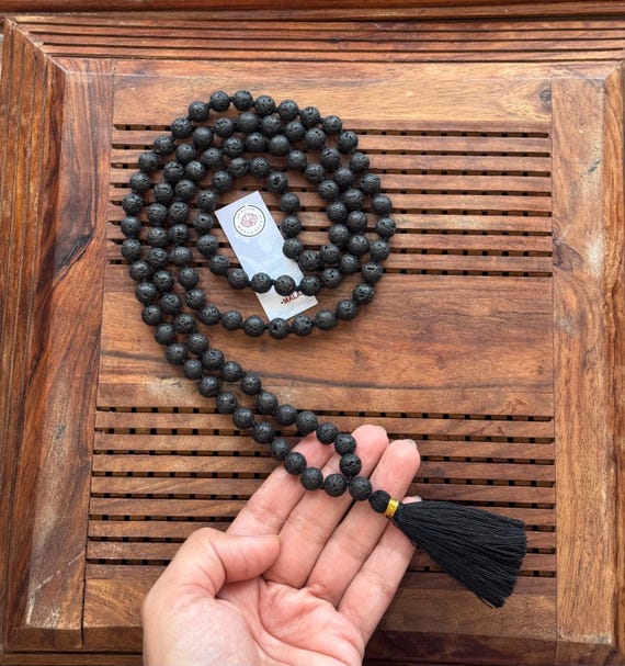 Natural Lava Stone Mala Necklace: 108 Meditation Beads Canada