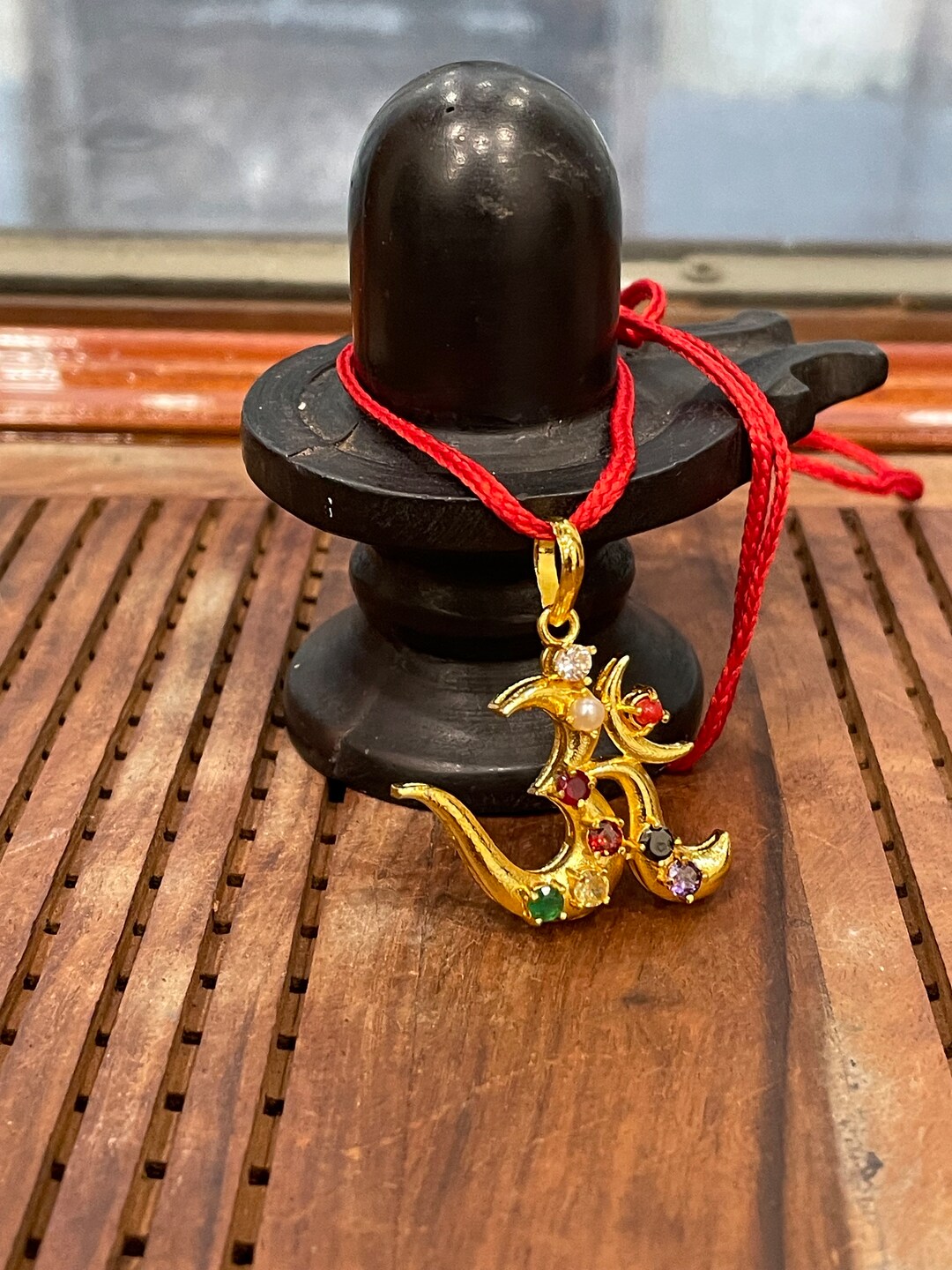 Navratna Nine Stone Planetary OM Pendant, Healing Pendant