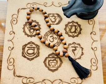 Natural Fragrant Sandalwood wrist mala rosary - Energised 8mm Sandalwood beads