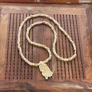 Tulsi wood necklace Kanthi - Radha Krishna tulsi wood pendant - Krishna Kanthi necklace