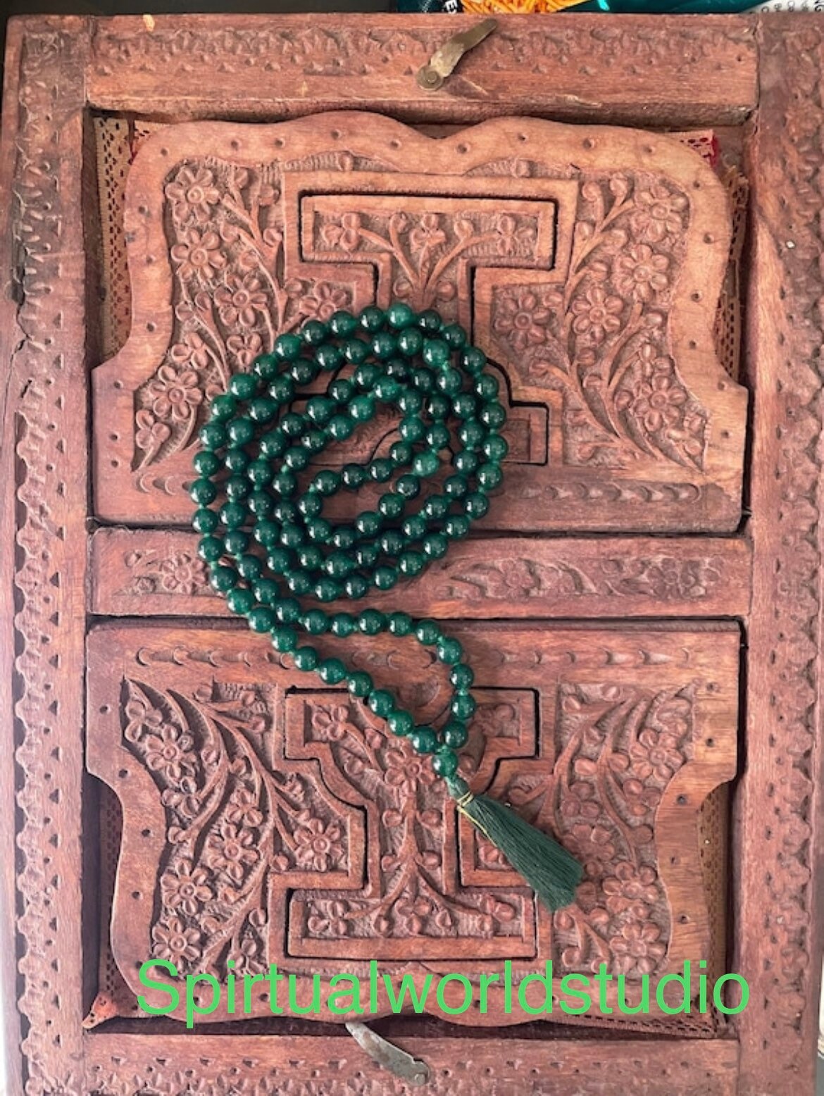 108 Green Jade 8mm Mala Beads Necklace Natural Green Jade Etsy