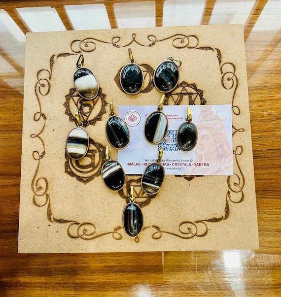 Black Sulemani Hakik Stone Oval Shape Crystal Healing and