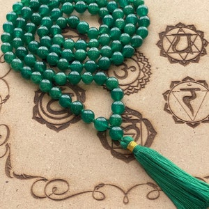 108 Green Jade 8mm Mala beads Necklace, Natural Green Jade Prayer beads Energised Yoga Karma Nirvana Meditation mala 8mm Prayer beads image 6
