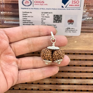 Lab certified Gauri Shankar Rudraksha made in pure Silver Nepal Bead - Consecarted Gauri Shankar rare bead