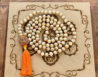 Tulsi japa mala 108 prayer beads Hindu yoga meditation Hare Krishna necklace Rosary Rudraksha guru bead