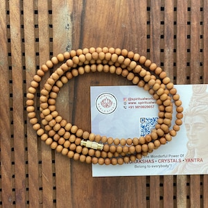 Natural Sandalwood mala necklace, Natural Chandan mala, Kanthi, Handmade in India, Fragrance necklace