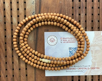 Natural Sandalwood mala necklace, Natural Chandan mala, Kanthi, Handmade in India, Fragrance necklace