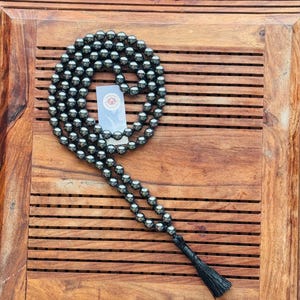 108 Beads Hematite Mala Necklace - 8mm Grounding Protective Meditation Beads for Mindfulness  Energy Healing Natural Hematite crystal Mala