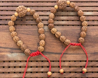 Rudraksha bracelet - Pack of 2 bracelet - 8 mm beads - Adjustable - Sandalwood beads - Shiva bracelet- Healing mala - Rudraksha Mala