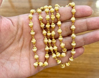 Tulsi Seed Choker: Holy Basil Kanthi Necklace with Golden Caps