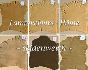 Leder Lederhaut Lammvelours, samtige butterweiche 1A-Qualität, verschiedene Brauntöne, Larp.