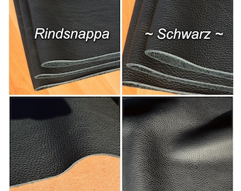 Lederzuschnitte schwarzes Nappaleder Lederstücke DIN-A4/A3/40x40 keine Lederreste, Leder Farbe ~SCHWARZ~ genarbt, kostenloser Versand