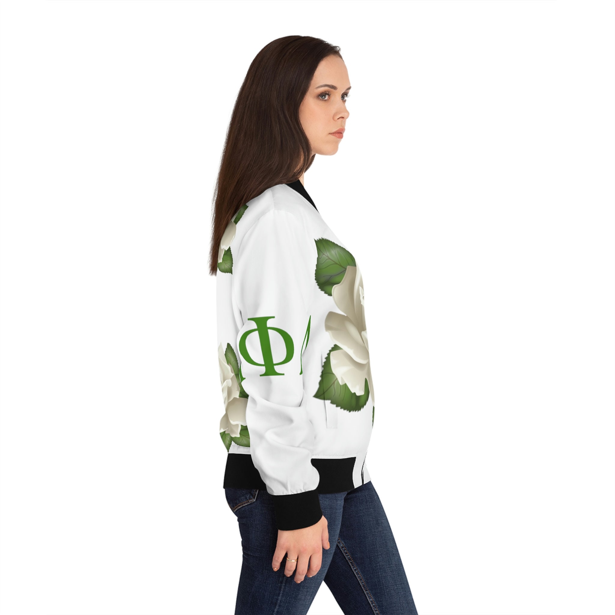 Sunflower Pattern Print Women Casual Bomber Jacket