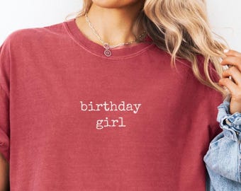 Camisa de cumpleaños para niña, Comfort Colors®, camisa de fiesta de cumpleaños, minimalista, clásica, regalo de cumpleaños para mujer, celebración de cumpleaños