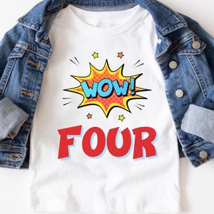 Super Hero 4th Birthday Shirt, Comic Theme Third Birthday Toddler Shirt, 4th Birthday Shirt, Fourth Birthday Super Hero Shirt, Four Year Old