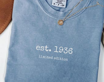 Est. 1936, 90th Birthday Shirt, Birthday Gift for 90th Birthday, Minimalist Classic, Birthday Gift Men Women, Celebrating Ninety Years Old