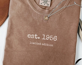 Est. 1956, 70th Birthday Shirt, Birthday Gift for 70th Birthday, Minimalist Classic, Birthday Gift Men Women, Celebrating Seventy Years Old