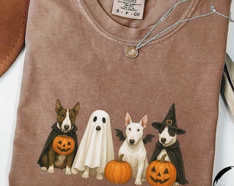 Halloween Dog Shirt, Comfort Colors, Halloween Bull Terrier Shirt, Dog Lover Halloween Shirt, Ghost Dog Shirt, Bull Terrier Lover Tee