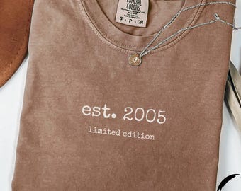 Est. 2005, 21st Birthday Shirt, Birthday Gift for 21st Birthday, Minimalist Classic, Birthday Gift for Women, Twenty First Celebration