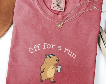Runner Capybara Shirt, Funny Running Comfort Colors Tee, Runner Gift, Cute Capybara Jogging Humor Shirt, Gym Shirt, Running Lover