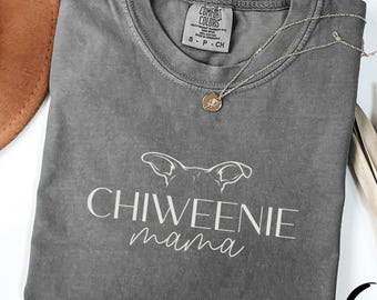 Camiseta Chiweenie Mama, Camiseta de mezcla de Dachshund y Chihuahua, Camiseta para mamás perrunas, Regalo para amantes de los Chiweenie, Camiseta minimalista para perros, Camiseta linda para mamás perrunas