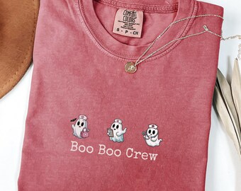 Comfort Colors Halloween Nurse Shirt, Boo Boo Crew Shirt, Nurse Gift, Spooky Nurse Shirt, Halloween Nurse Gift, Nurse Boo Crew Shirt