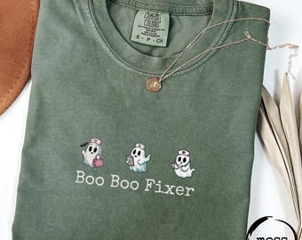 Comfort Colors Halloween Nurse Shirt, Boo Boo Fixer Shirt, Nurse Gift, Spooky Nurse Shirt, Halloween Nurse Gift, Nurse Boo Crew Shirt