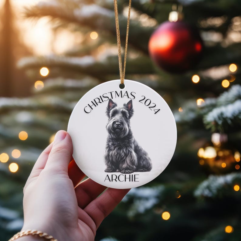 Scottish Terrier PERSONALIZED Christmas Ornament, Dog Lover, Scottie