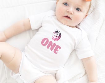 Unicorn 1st Birthday Shirt, Unicorn Theme 1st Birthday Baby Bodysuit, One 1st Birthday Bodysuit, First Birthday Baby Shirt, Unicorn Birthday
