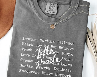 Fifth Grade Teacher Shirt, Comfort Colors, Back to School 5th Grade Tee, Teacher Appreciation Gift, Cute Elementary School, Inspiring Words